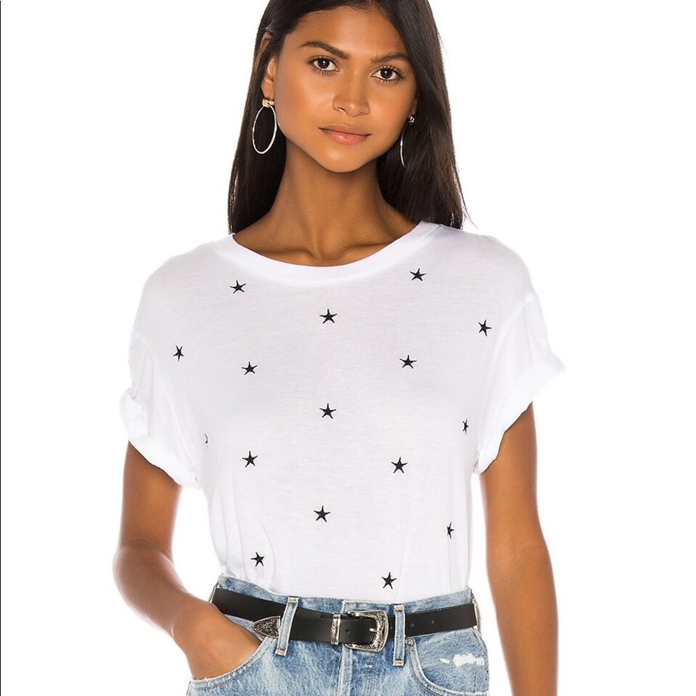 MONROW Short Sleeve Tee w/ Embroidered Stars